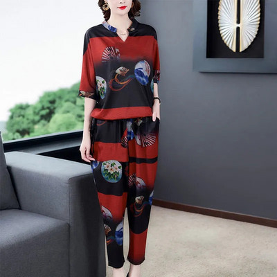 Žensko odijelo s harem hlačama s pola rukava, ležerno slobodno, dvodijelni komplet veličine 5xl, ženska korejska ljetna odjeća za nove mame 2021.