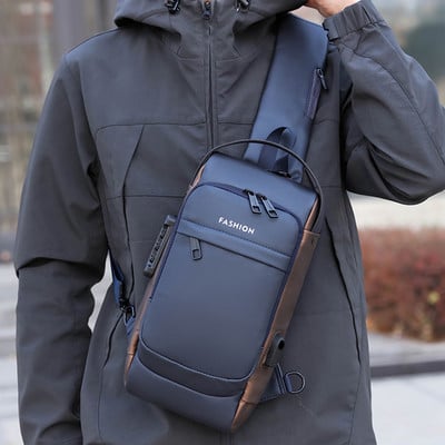 Lopásgátló utazótáska többfunkciós USB töltőport sport férfi motoros táska vízálló divat, jelszavas zár férfi csomag