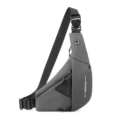 Pánska ležérna náprsná taška z nylonu odolného voči opotrebovaniu s otvorom pre slúchadlá, viacvrecková vonkajšia turistická cyklistická crossbody taška