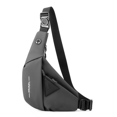 Pánska ležérna náprsná taška z nylonu odolného voči opotrebovaniu s otvorom pre slúchadlá, viacvrecková vonkajšia turistická cyklistická crossbody taška