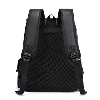 Ανδρικό σακίδιο πλάτης 2023 Δερμάτινη τσάντα PU Μεγάλα σακίδια πλάτης φορητού υπολογιστή Μαύρη ανδρική σχολική τσάντα για έφηβους αγόρια καφέ Sac A Dos