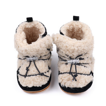 EWODOS Новородени момичета Снежни ботуши Коралов флис Зимни топли ботуши Бебешки обувки против хлъзгане Бебешки обувки