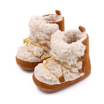 EWODOS Новородени момичета Снежни ботуши Коралов флис Зимни топли ботуши Бебешки обувки против хлъзгане Бебешки обувки