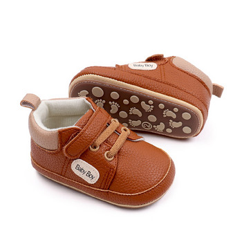 Παπούτσια για νεογέννητα Βρεφικά παπούτσια για αγοράκι Κλασική δερμάτινη σόλα από καουτσούκ Αντιολισθητικά παιδικά παπούτσια First Walkers βρεφικά παπούτσια