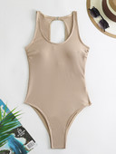 Seksi jednobojni kupaći kostim s rebrastim komadima 2023. Ženski kaki izdubljeni kupaći kostim s čipkom bez leđa Monokini za kontrolu trbuščića