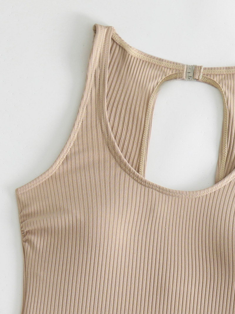 Seksi jednobojni kupaći kostim s rebrastim komadima 2023. Ženski kaki izdubljeni kupaći kostim s čipkom bez leđa Monokini za kontrolu trbuščića