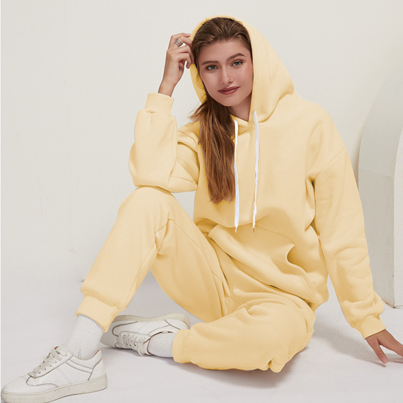 Novi ženski dvodijelni komplet sportske odjeće za zimu i jesen 2023. Ženske majice s kapuljačom Jednobojne trenirke za treniranje Ležerno gornje odijelo