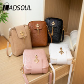 Geantă pentru telefon mobil în relief de modă pentru femei, geantă de umăr, dulce, de culoare solidă