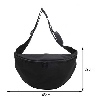 Geantă de piept de culoare solidă, pentru femei, cu capacitate mare de călătorie, pachet în talie, pentru femei, cu centură cu jumătate de lună, rochie de stradă pentru femei