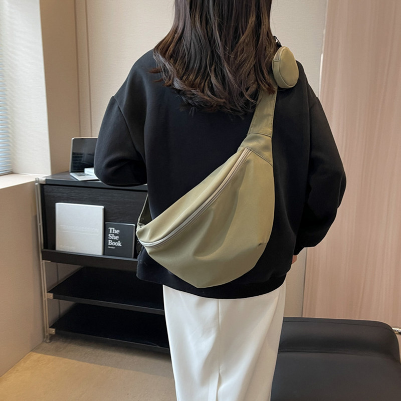 Geantă de piept de culoare solidă, pentru femei, cu capacitate mare de călătorie, pachet în talie, pentru femei, cu centură cu jumătate de lună, rochie de stradă pentru femei