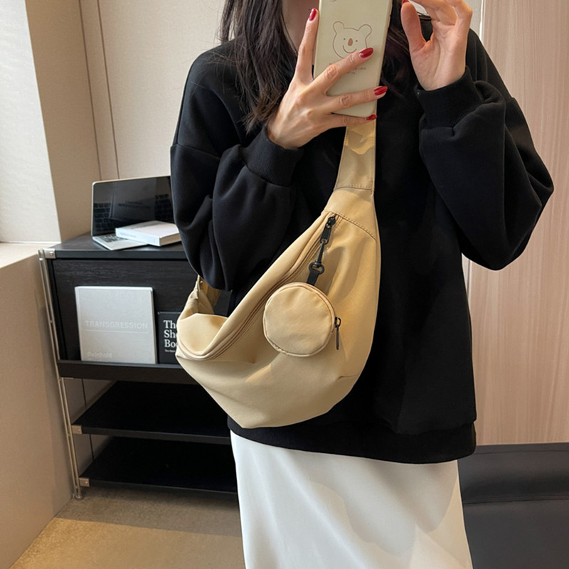 Geantă de piept de culoare solidă, pentru femei, cu capacitate mare de călătorie, pachet în talie, pentru femei, cu centură cu jumătate de lună, rochie de stradă pentru femei