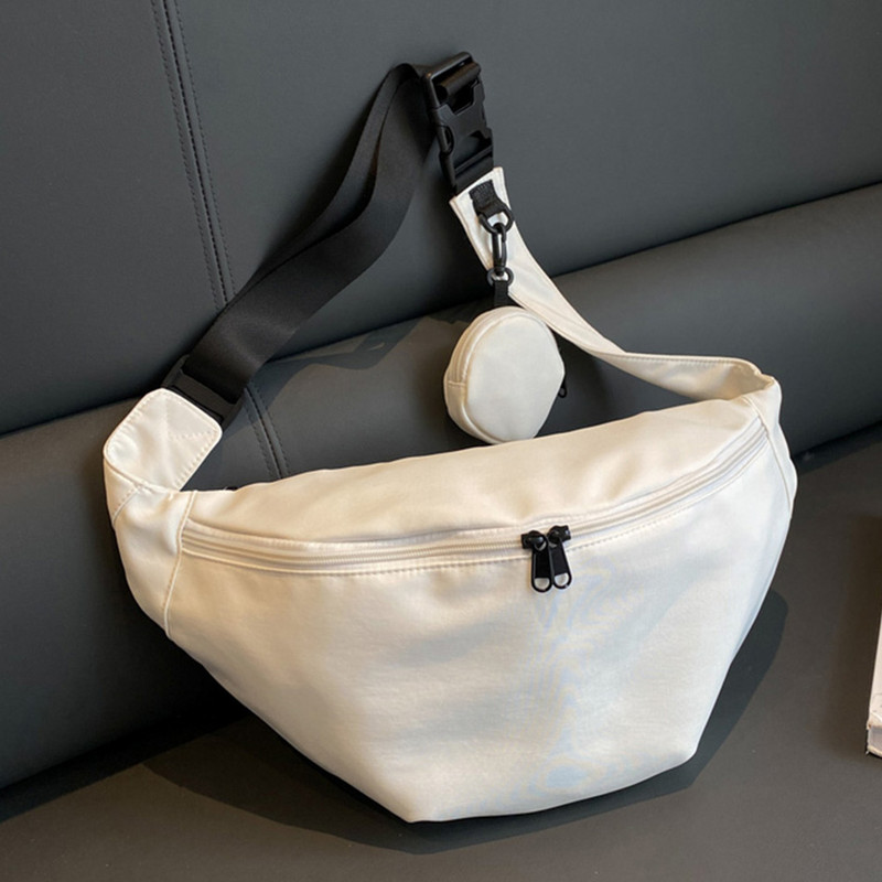 Geantă de piept de culoare solidă, pentru femei, cu capacitate mare de călătorie, pachet în talie, pentru femei, cu centură cu jumătate de lună, rochie de stradă pentru femei