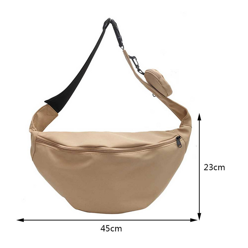Geantă de piept de culoare solidă, pentru femei, cu capacitate mare de călătorie, pachet în talie, pentru femei, cu centură cu jumătate de lună, rochie de stradă pentru femei