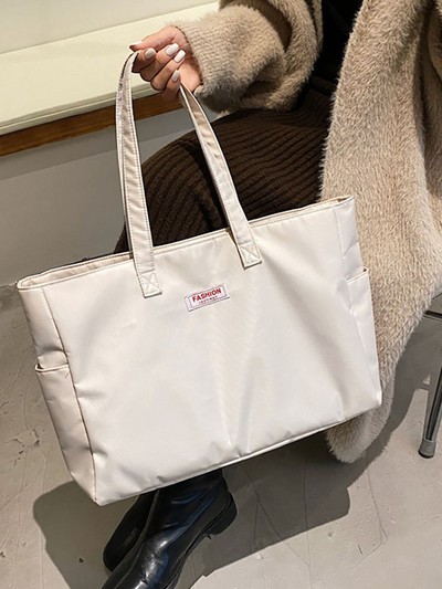 Velike ručne torbe za žene Najlonske pune torbe na rame Ženska kurirska torba Kapacitet Retro velika torba Shopper Jednostavan patentni zatvarač preko ramena