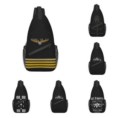 Born To Fly Flight Pilot Sling Piept Geantă Flying Aviator Aviator Crossbody Umăr Rucsac pentru bărbați Rucsac de zi de călătorie