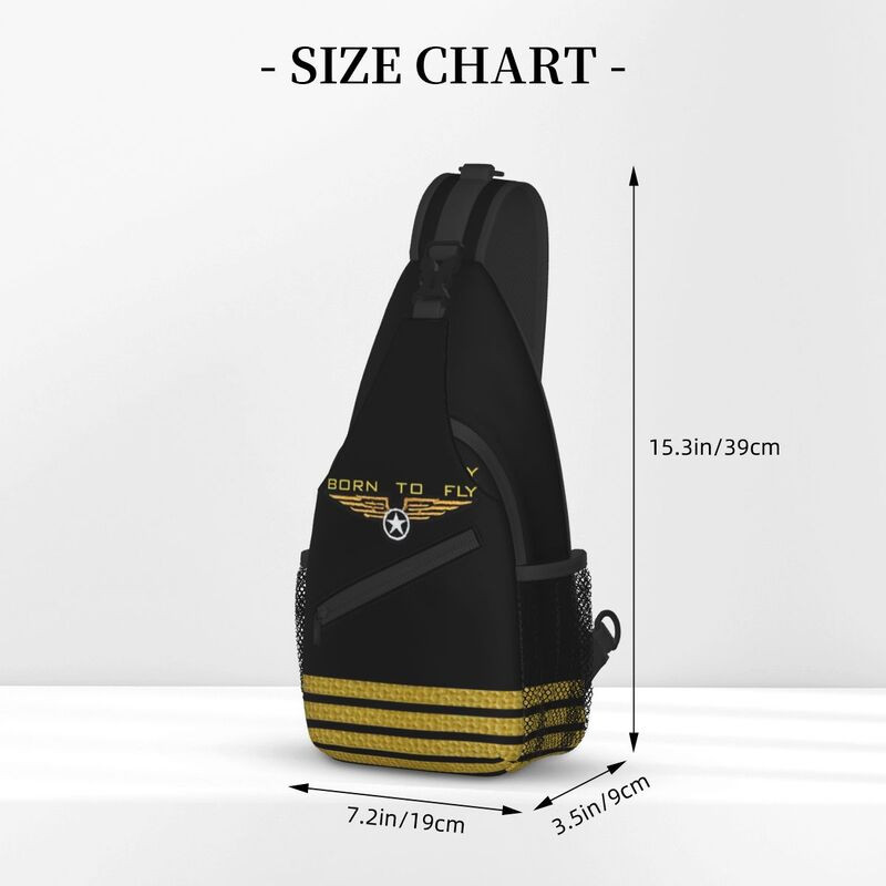 Born To Fly Flight Pilot Sling Piept Geantă Flying Aviator Aviator Crossbody Umăr Rucsac pentru bărbați Rucsac de zi de călătorie