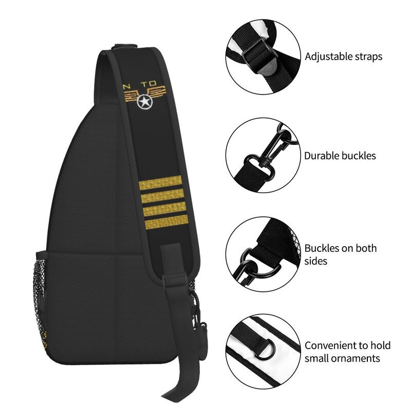 Born To Fly Flight Pilot Sling Piept Geantă Flying Aviator Aviator Crossbody Umăr Rucsac pentru bărbați Rucsac de zi de călătorie