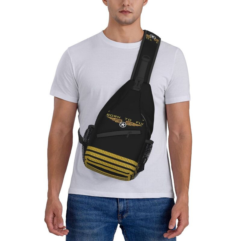 Born To Fly Flight Pilot Sling Piept Geantă Flying Aviator Aviator Crossbody Umăr Rucsac pentru bărbați Rucsac de zi de călătorie