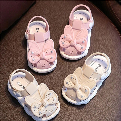 Nou-născut Bebeluși Fete Sandale Vară Pantofi cu bowknot Sandale anti-alunecare cu talpă moale Sugar Copil Merge Accesorii pentru încălțăminte