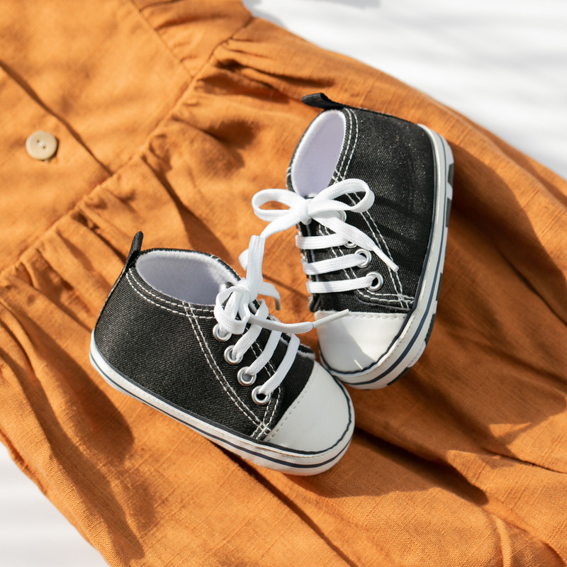 KIDSUN Pantofi de pânză pentru bebeluși, băieți, fete, pantofi, primii plimbări, sugari, copii mici, anti-alunecare, nou-născut, 0-18 luni