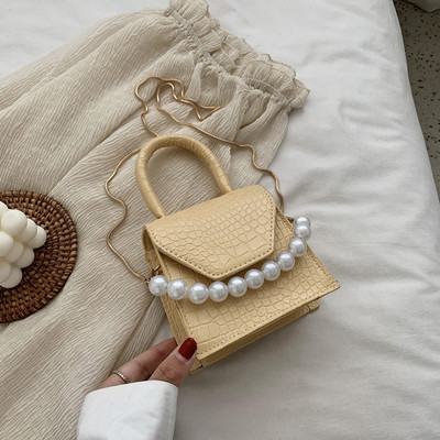 Nove ženske torbice s bisernom ručkom, modne torbe na rame od pu kože Ženske luksuzne torbe preko ramena velikog kapaciteta, male jednobojne