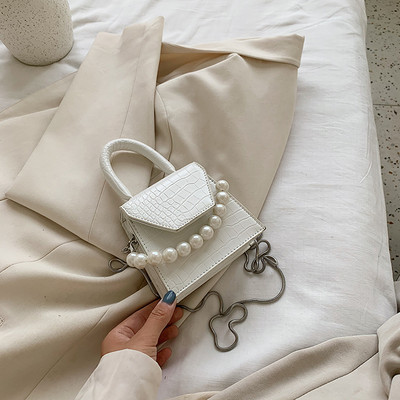 Nove ženske torbice s bisernom ručkom, modne torbe na rame od pu kože Ženske luksuzne torbe preko ramena velikog kapaciteta, male jednobojne