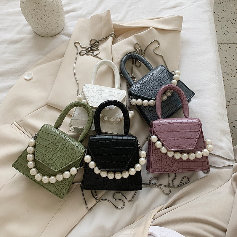 Nove ženske torbice s bisernom ručkom, modne torbe na rame od pu kože Ženske luksuzne torbe preko ramena velikog kapaciteta, male jednobojne