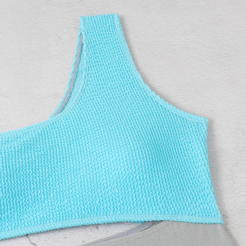 Seksikas ühe õlaga 2023. aasta naiste ujumistrikoo, taevasinine, õõnsate pitsidega, ühes tükis ujumisriided, ujumiskostüümid pühade monokini