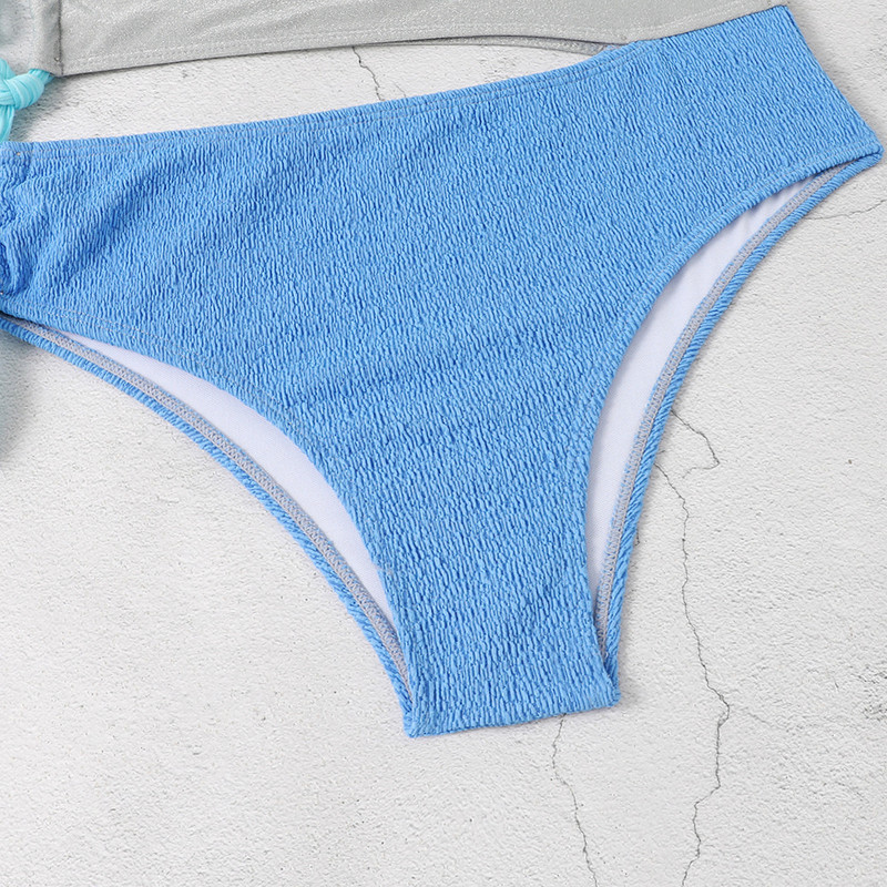 Seksikas ühe õlaga 2023. aasta naiste ujumistrikoo, taevasinine, õõnsate pitsidega, ühes tükis ujumisriided, ujumiskostüümid pühade monokini