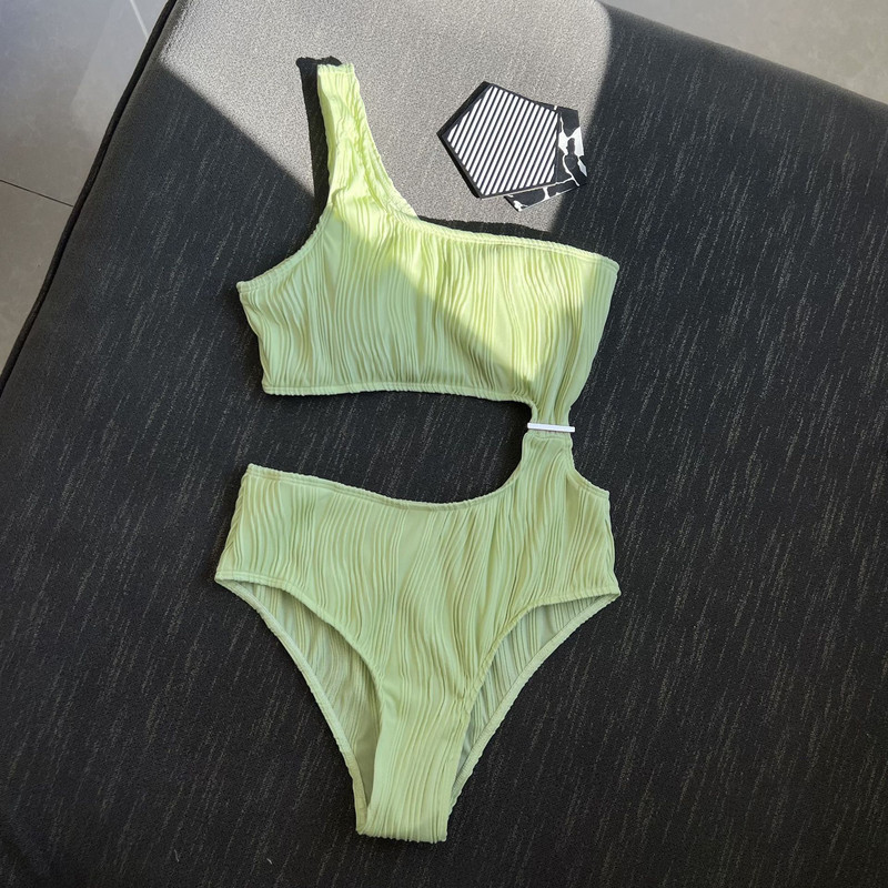 Costum de baie sexy, alb, portocaliu, 2023, pentru femei, cu un umăr scobit, cu push-up, dintr-o singură piesă, costum de baie solid, monokini fără spate