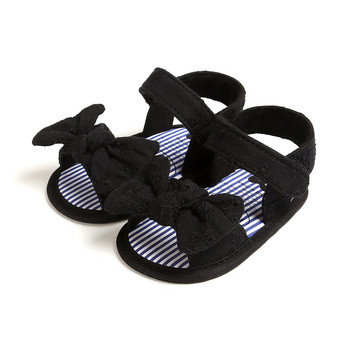 Нови летни сандали за бебета за момичета Сладка панделка Плътна памучна подметка против хлъзгане 0-18M Прохождащо бебе Подарък за парти Обувки за принцеса First Walkers