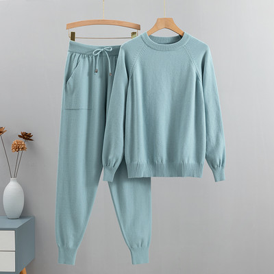 GIGOGOU Two Piece Autumn Basic Γυναικείο Πουλόβερ Φόρμα Μόδα Πλεκτό Πουλόβερ+Κοστούμι Παντελόνι Χαρέμι Lady Casual Χειμερινό Σετ