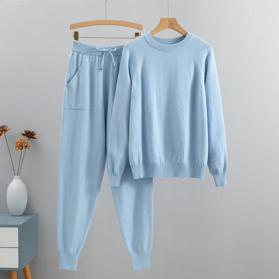 GIGOGOU Two Piece Autumn Basic Γυναικείο Πουλόβερ Φόρμα Μόδα Πλεκτό Πουλόβερ+Κοστούμι Παντελόνι Χαρέμι Lady Casual Χειμερινό Σετ