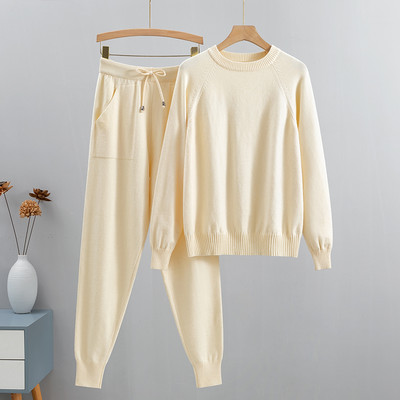 GIGOGOU Two Piece Autumn Basic Γυναικείο Πουλόβερ Φόρμα Μόδα Πλεκτό Πουλόβερ+Κοστούμι Παντελόνι Χαρέμι Lady Casual Χειμερινό Σετ