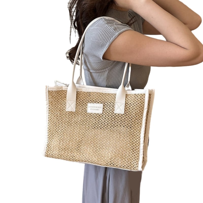 Ležérne kabelky Plážová taška Dámska kabelka Nákupná taška cez rameno Veľkokapacitná taška na voľný čas Dievčenská módna slamená tkaná taška Tote