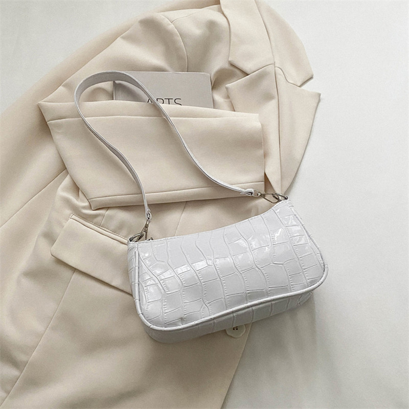 Dámske kožené kabelky s aligátorským vzorom, kabelka Y2k, hobos taška z PU srdiečkového zipsového zipsu, módna jednofarebná dámska taška