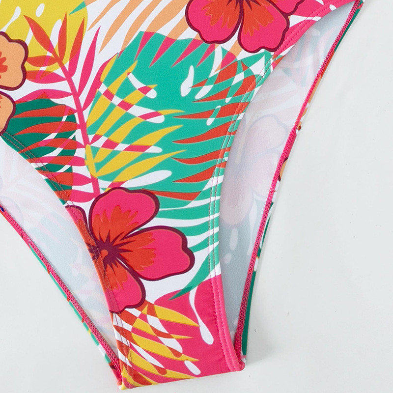 Vintage lilleprintiga kontrastne ühes tükis ujumistrikoo 2023 naiste õõnsad Push Up ujumisriided rannas ujumisriided kõhukontrolliga bikiinid