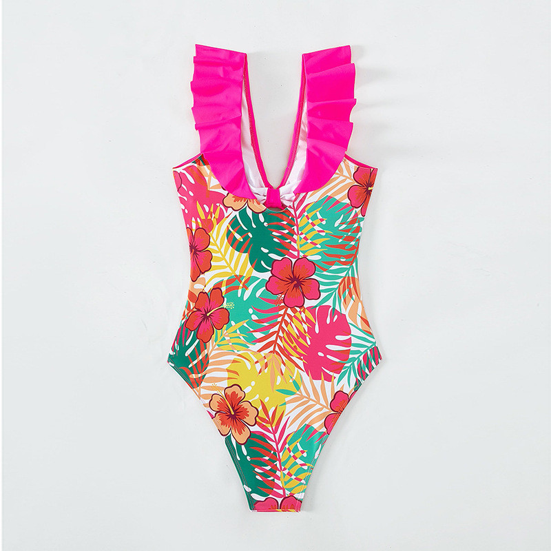 Vintage lilleprintiga kontrastne ühes tükis ujumistrikoo 2023 naiste õõnsad Push Up ujumisriided rannas ujumisriided kõhukontrolliga bikiinid