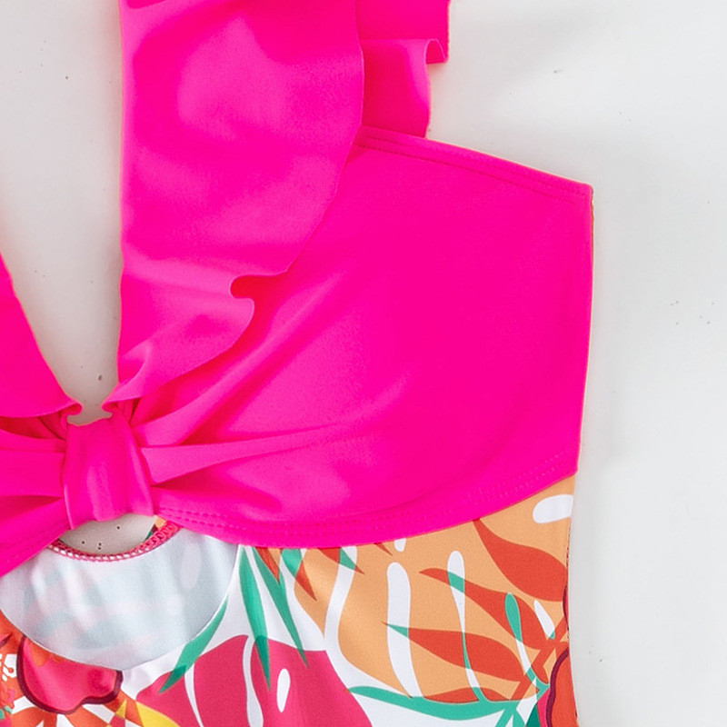 Vintage lilleprintiga kontrastne ühes tükis ujumistrikoo 2023 naiste õõnsad Push Up ujumisriided rannas ujumisriided kõhukontrolliga bikiinid