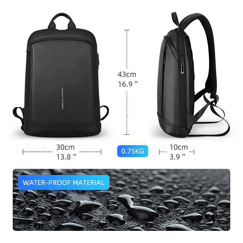 Rucsac subțire MARK RYDEN pentru laptop 15,6 inci Rucsac minimalist impermeabil Ykk Fermoar