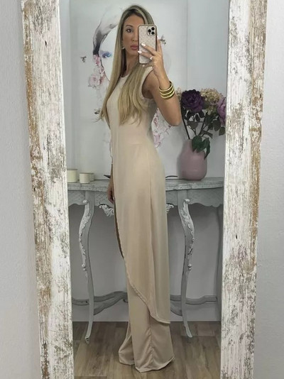 2023. Jesenska moda, nove ležerne široke hlače bez rukava s okruglim izrezom za 2023. Ženski dvodijelni komplet Elegantnog temperamentnog dugačkog gornjeg kompleta