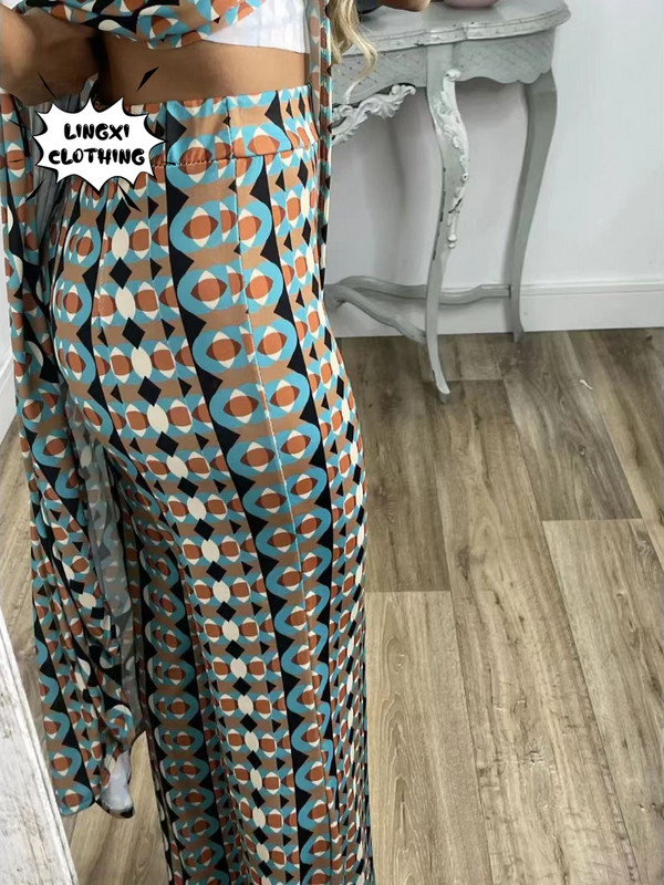 2023. Jesenska moda, nove ležerne široke hlače bez rukava s okruglim izrezom za 2023. Ženski dvodijelni komplet Elegantnog temperamentnog dugačkog gornjeg kompleta