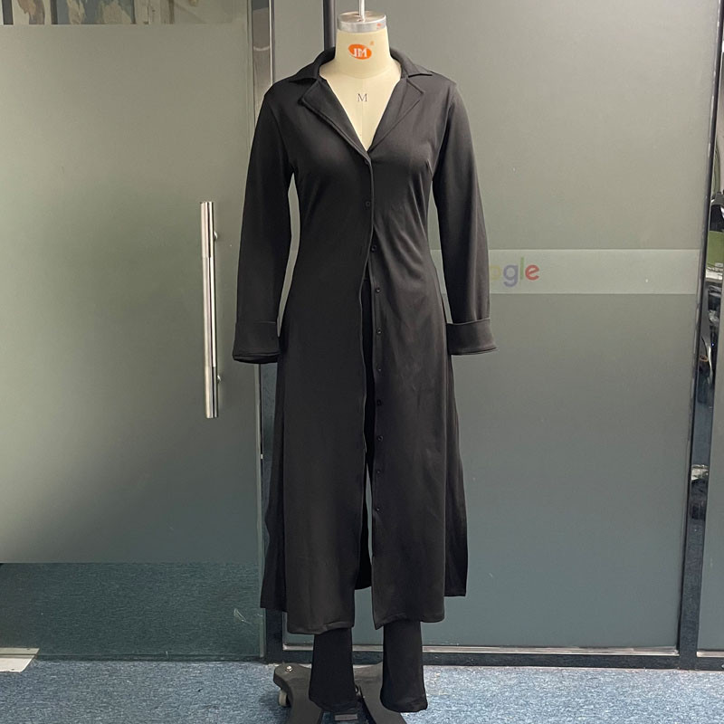 Waytobele ženski dvodijelni set, jesenski, ležerni, jednostavni, jednoredni, jednokopčani, dugi rukavi, majica s dugim rukavima, gornji dio uskih hlača