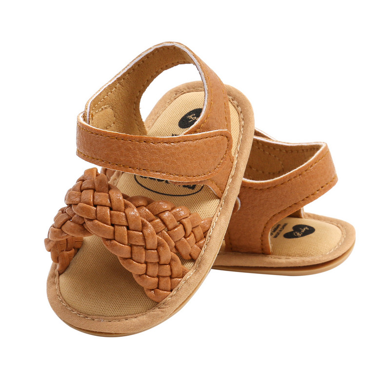 EWODOS 3-12M imikutele mõeldud tüdrukute suvised punutud sandaalid, pehme kummitallaga avatud jalatsid väikelaste vastsündinu PU-sandaalid