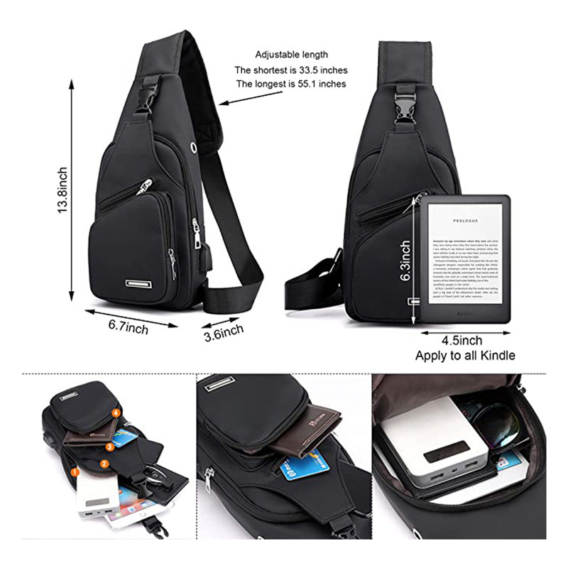 Muška torba protiv krađe, torba za prsa, torbe za rame, torbe za kratka putovanja, kurirske torbe, muški kožni paket s remenima, USB punjenje, školski paket
