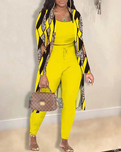 Elegantne naiste jope 3-osaline komplekt, mis sobib talvel uue moeprintiga pikkade varrukatega mantel, püksid, pluusid, naiste riided