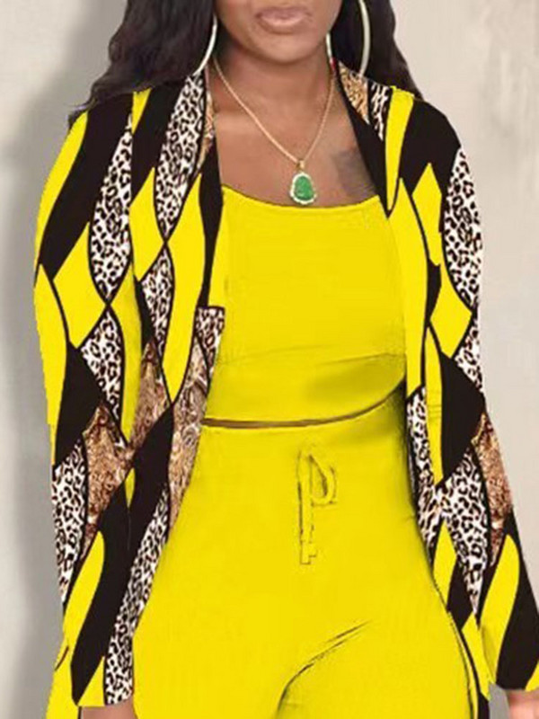 Elegantne naiste jope 3-osaline komplekt, mis sobib talvel uue moeprintiga pikkade varrukatega mantel, püksid, pluusid, naiste riided