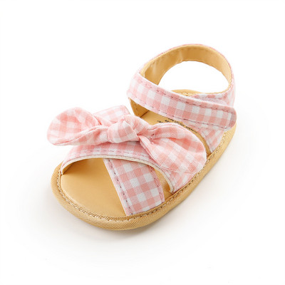 Plátenné sandále s mašľou pre batoľatá, novorodenecké sandále, letné detské dievčenské mäkké topánky do postieľky, sandále pre dojčatá