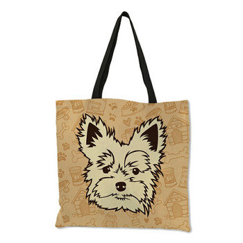 Creative Bulldog Terrier Print Tote Bag Дамски чанти Еко ленени пазарски чанти с персонализиран печат Пътни училищни чанти