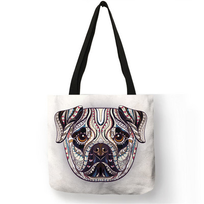 Kreativna velika torba s printom buldog terijera Ženske ručne torbe Torbe od ekološkog platna s prilagođenim printom Putne školske torbe